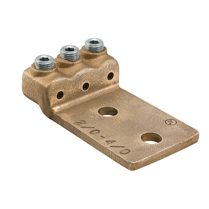 Bronze Mech Lug  1 cond, 2 hole mount - H2L-30-2N