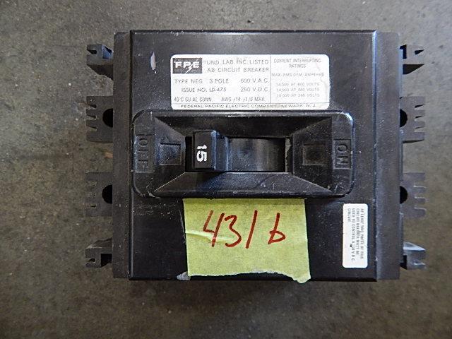 3P 15A 600V Circuit Breaker - FPE - (NEG 631015)