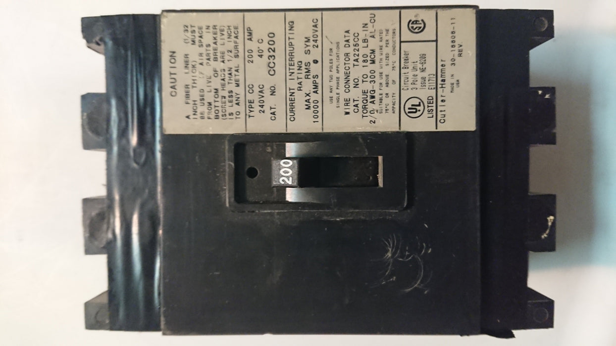 3P 200A 240V Circuit Breaker Series "C" - Cutler Hammer - (CC3200)