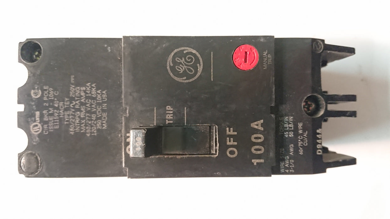2P 100A 480V Circuit Breaker - GE - (TEY E11592)