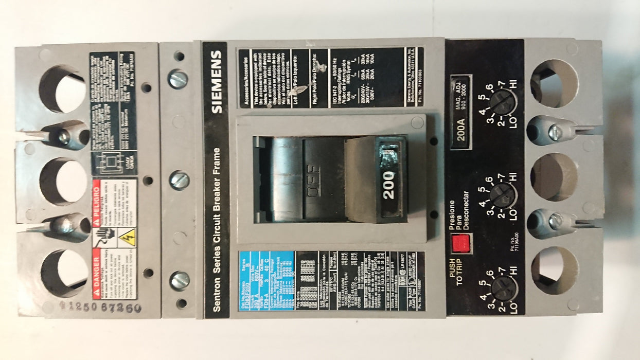 3P 20A 600V Circuit Breaker - Siemens - (FD63T200)