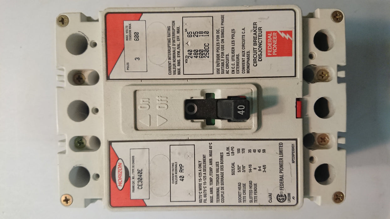 3P 40A 600V Circuit Breaker - Horizon - (CE 3040E)