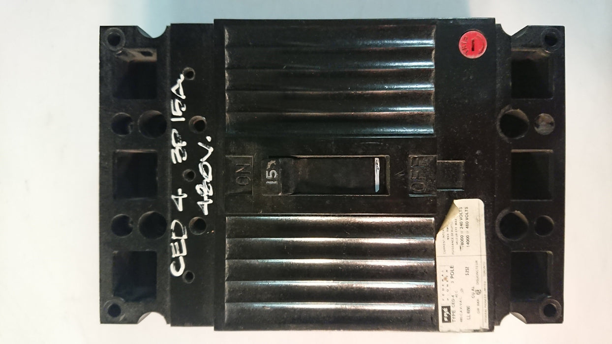 3P 15A 480V Circuit Breaker Frame Only - FPE - (CED-4)