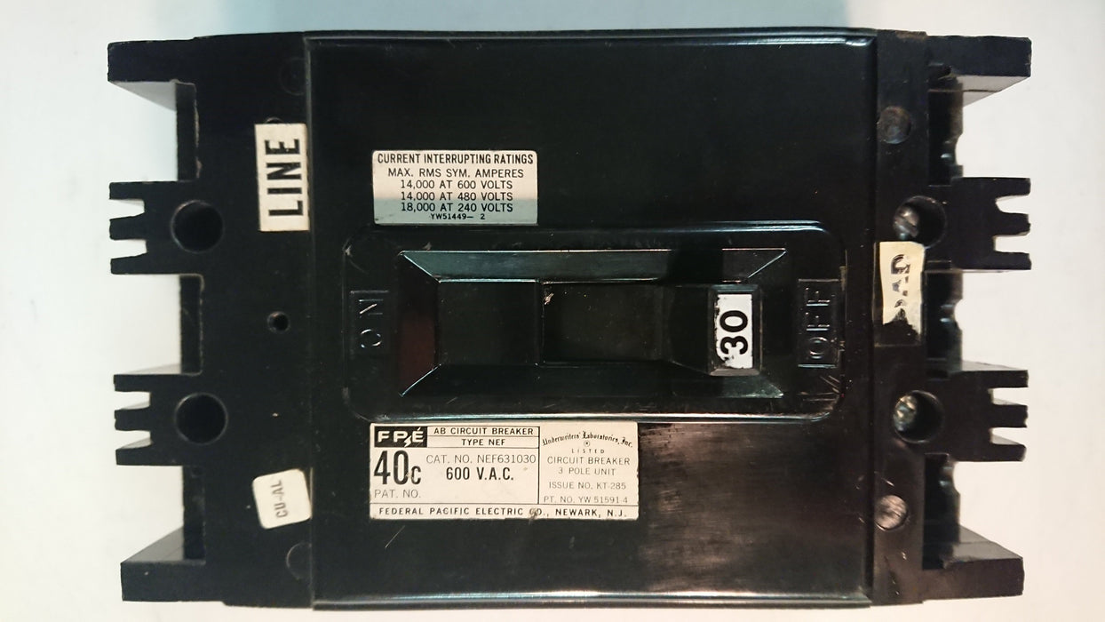 3P 30A 600V Circuit Breaker - FPE - (NEF 631030)