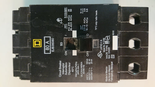 3P 80A 347/600V Circuit Breaker - Siemens - (EJB 36080)