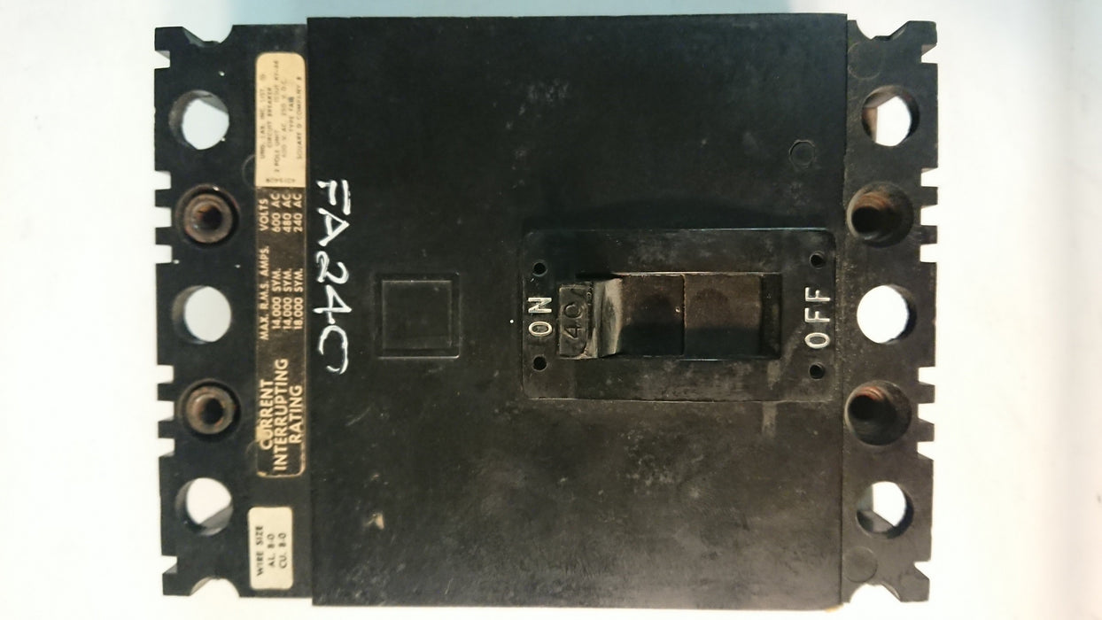 2P 40A 600V Circuit Breaker - Square D - (FA 26040)