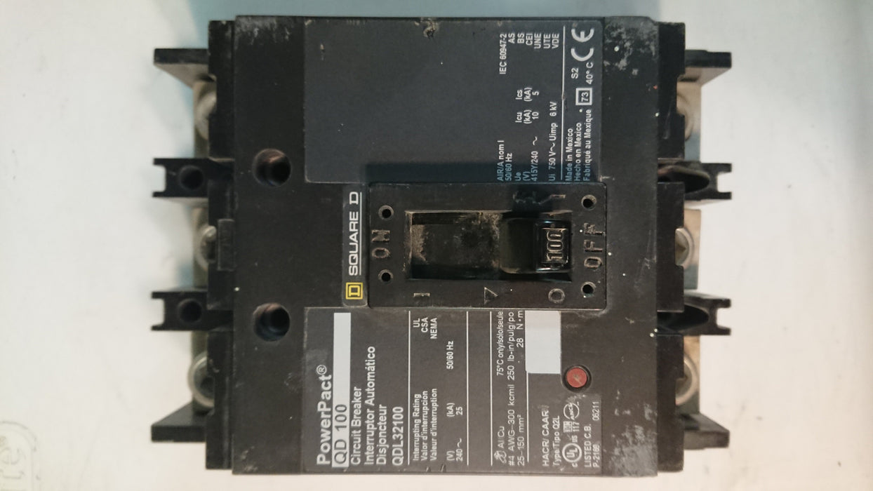3P 100A 240V Circuit Breaker - Square D - (QDL 32100)