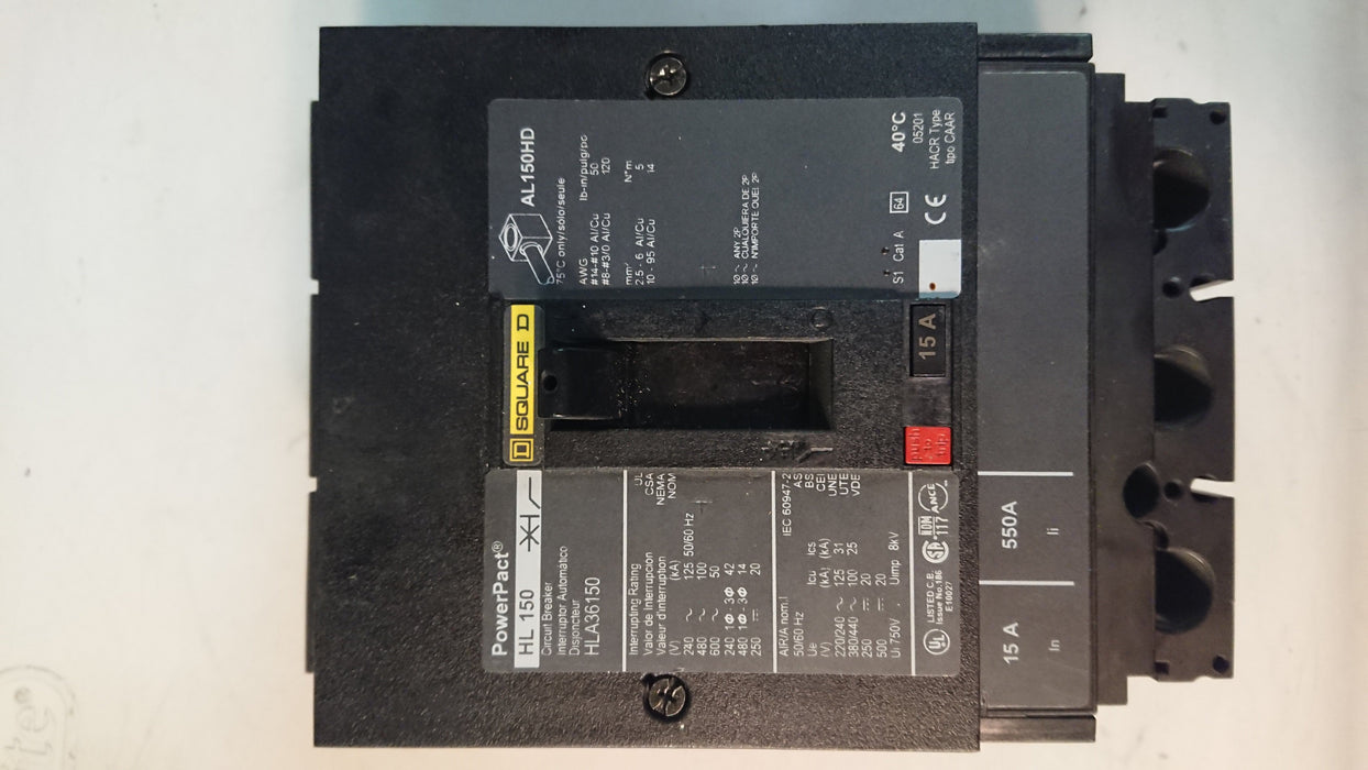2P 15A 600V Circuit Breaker - Square D - (HLA 36150)