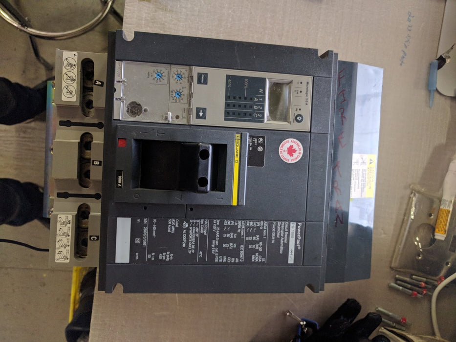 3P 1000A 600V Circuit Breaker - Square D - (PGA 36100U41A)